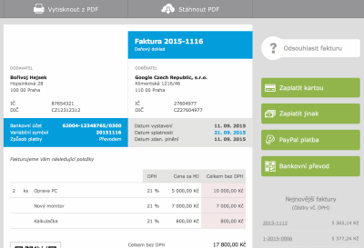 Moje Excel faktura - vzor ke stažení - Ondřej Pohorský